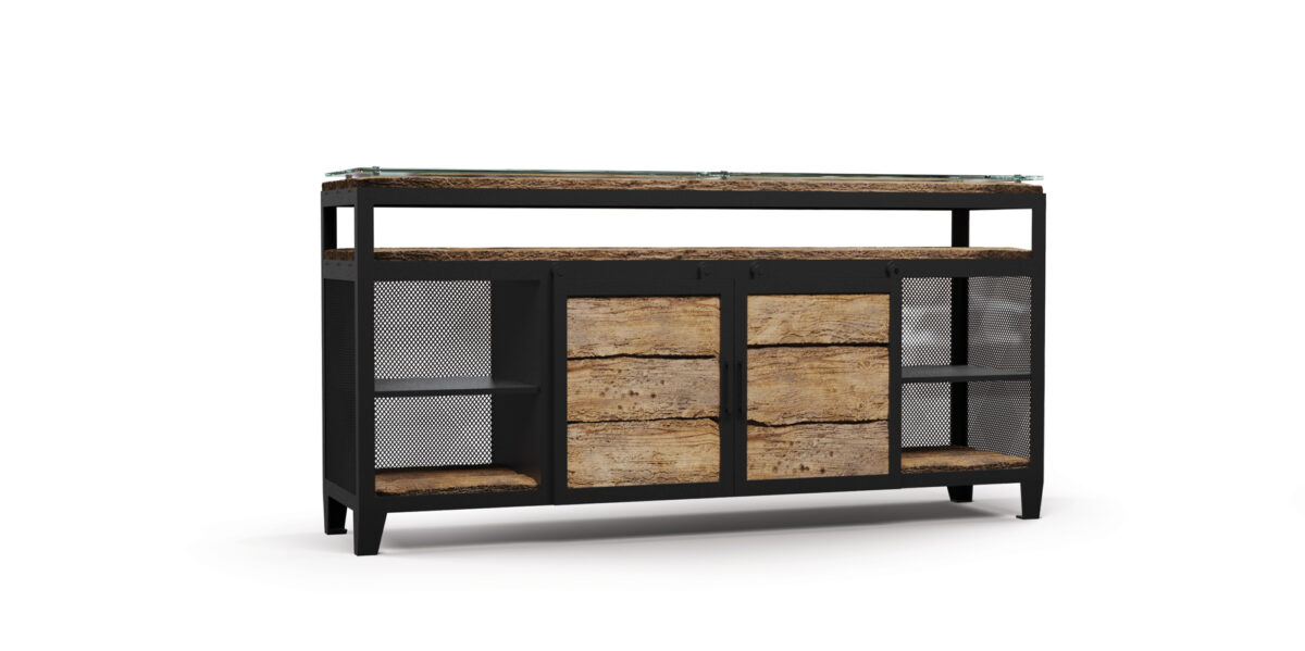 Komoda 190 stal i stare drewno premium do eleganckiego wnętrza