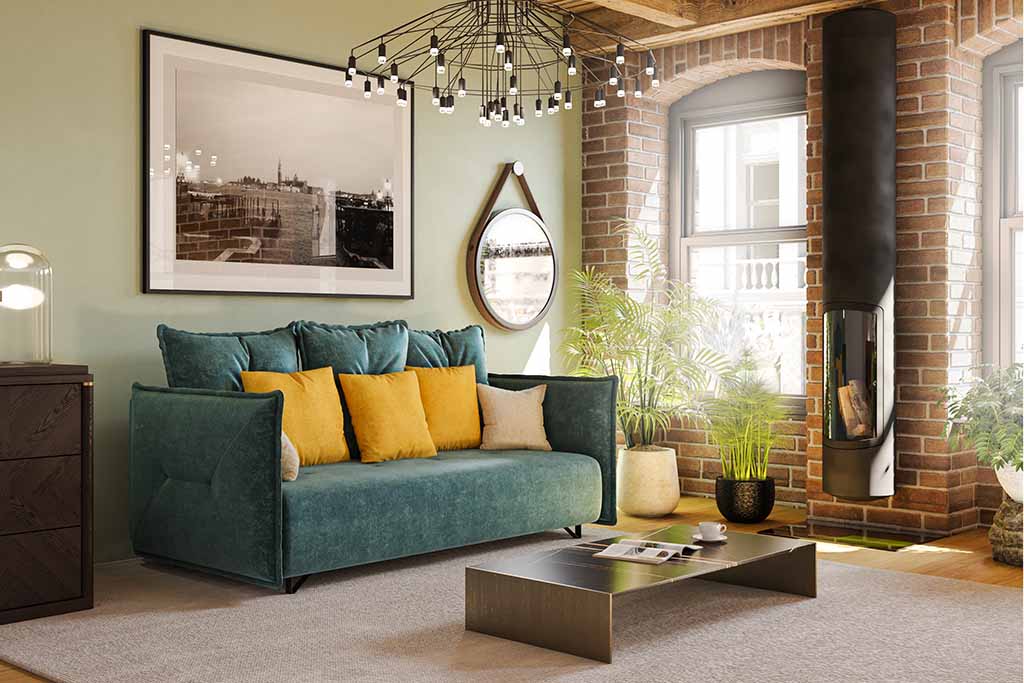 Max Sofa-zielona sofa z bokami