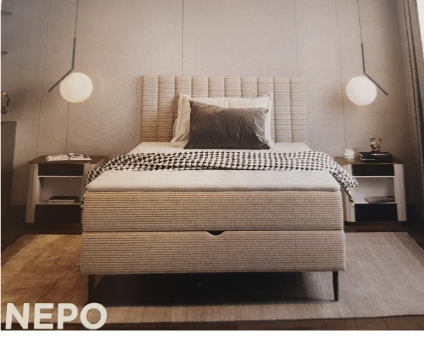 NEPO BOX Łóżko 120 z pojemnikiem | Materac Bonell | Top Basic Komfortschaum 4 cm | PROMOCJA | Tkanina Ontario 02 | DOSTĘPNE OD RĘKI