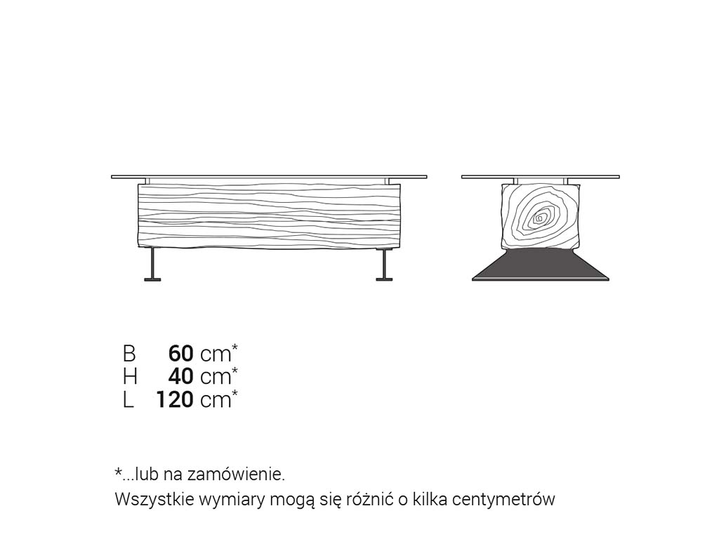 Ława TUTSI szkło i stare drewno premium do eleganckiego wnętrza