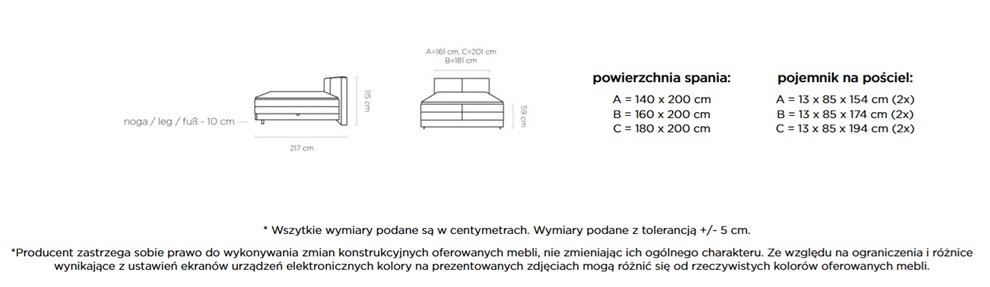NEBIA Łóżko Kontynentalne z pojemnikiem | Materac Bonnel | Materac Pocket