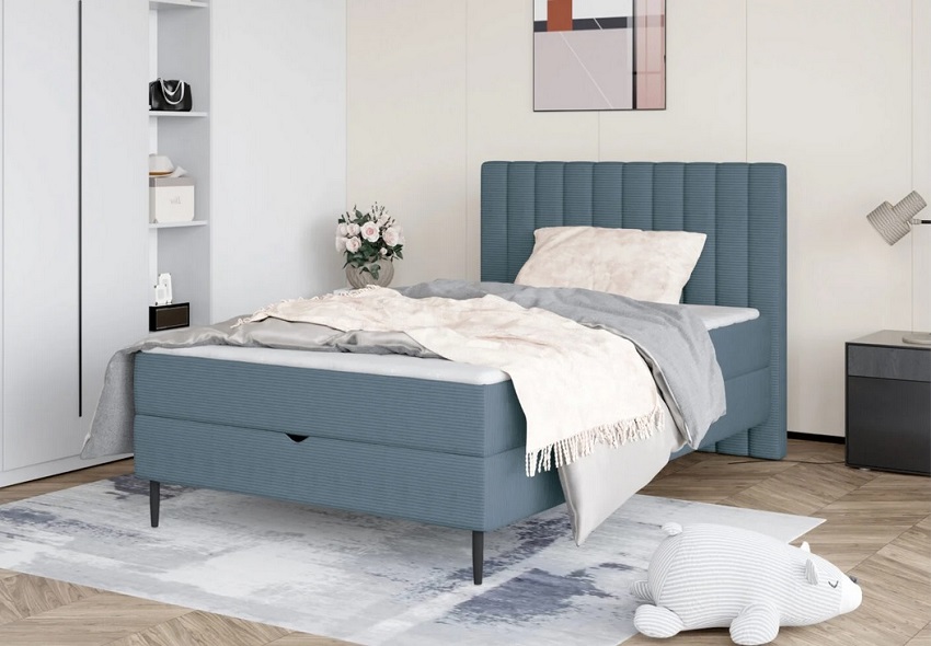 NEPO BOX Łóżko 120 z pojemnikiem | Materac Bonell | Top Basic Komfortschaum 4 cm | PROMOCJA | Tkanina Ontario 02 | DOSTĘPNE OD RĘKI