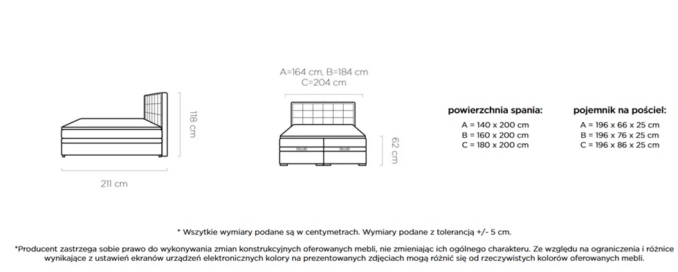 SEMENO Łóżko kontynentalne z pojemnikiem | Materac Mini Pocket | Materac Pocket