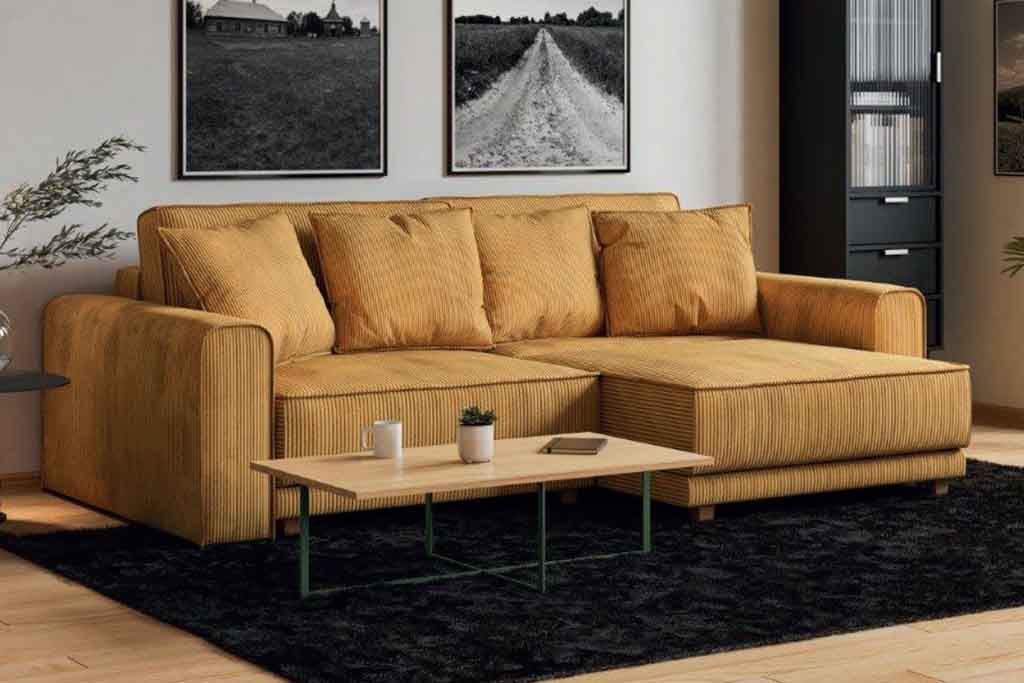yuuko 7a Sofa Yuuko z funkcją spania w jasnej tkaninie