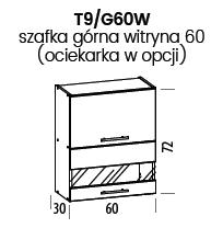 TIFFANY Szafka T9/G60W | Górna 60 z witryną | Ociekarka w opcji