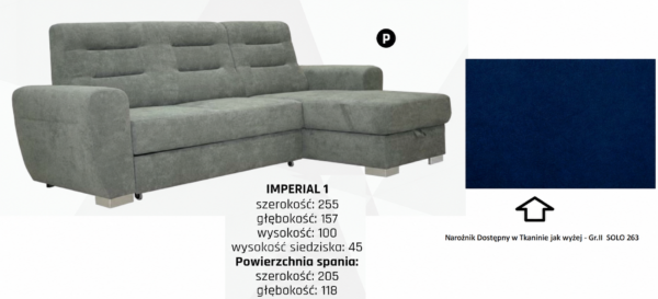 IMPERIAL Narożnik z funkcją spania i pojemnikiem na pościel (IMPERIAL BOCZEK+IMPERIAL 2 ROZKŁADANA+IMPERIAL OTOMANA MAŁA+IMPERIAL BOCZEK) DOSTĘPNY OD RĘKI