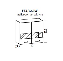 ELIZA Szafka EZ4/G60W | Górna 60 | Witryna | 2 Drzwi
