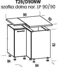 TIFFANY Szafka T26/DNW | Dolna narożna 90/90