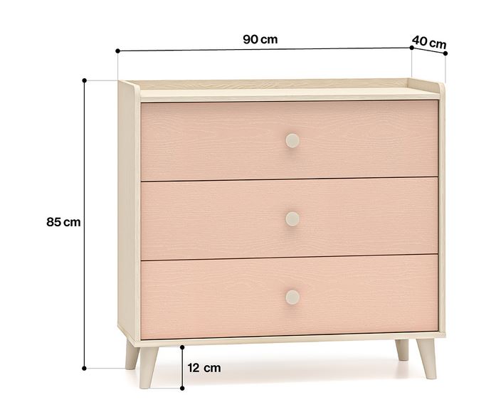 MEVEL 06 Komoda z szufladami | Millenial Pink | Piasek Pustyni
